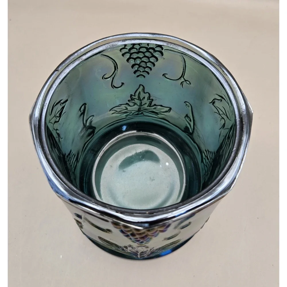 Vintage Carnival Glass Blue Iridescent Grape Harvest No Lid B#27